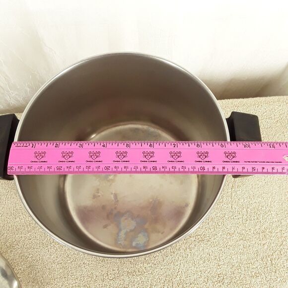 Revere Ware 6 Qt (8qt?) Stock Pot + Lid, 1801 Copper Bottom on Stainless vintage - Picture 3 of 13